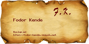 Fodor Kende névjegykártya